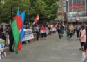 تظاهرات فعالان احوازی وتورک آزربایجان در برابر کنسولگری ایران